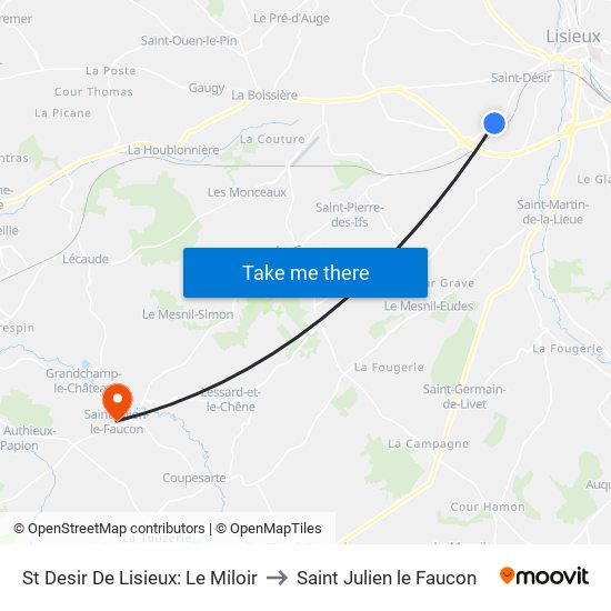 St Desir De Lisieux: Le Miloir to Saint Julien le Faucon map