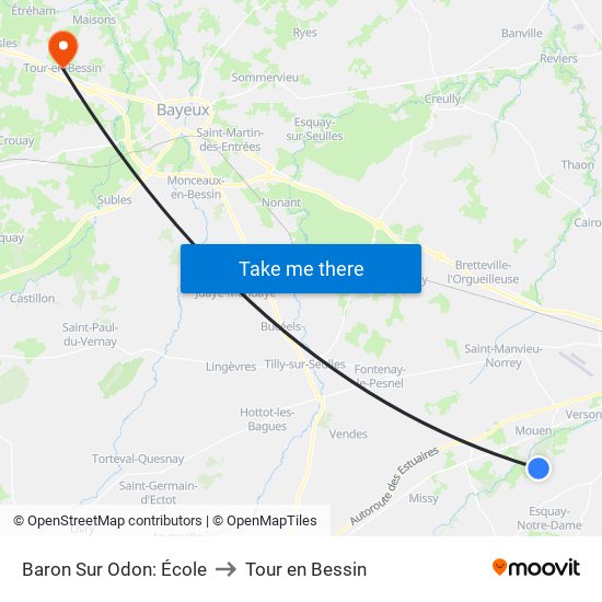 Baron Sur Odon: École to Tour en Bessin map