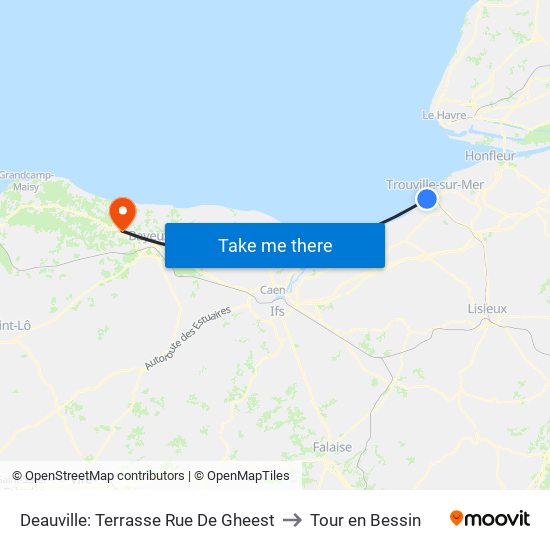 Deauville: Terrasse Rue De Gheest to Tour en Bessin map