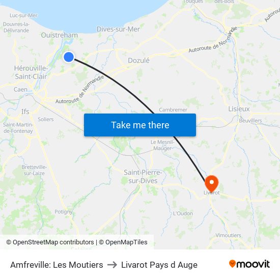 Amfreville: Les Moutiers to Livarot Pays d Auge map