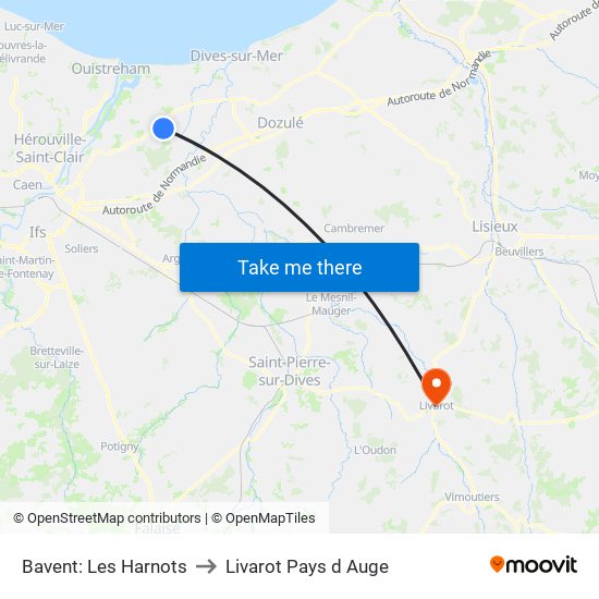 Bavent: Les Harnots to Livarot Pays d Auge map