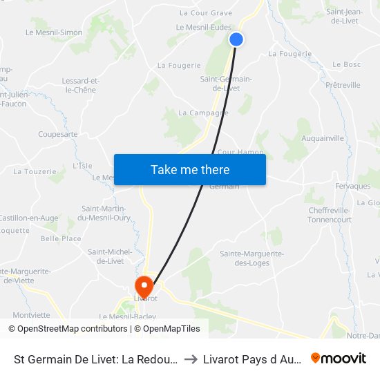 St Germain De Livet: La Redoute to Livarot Pays d Auge map