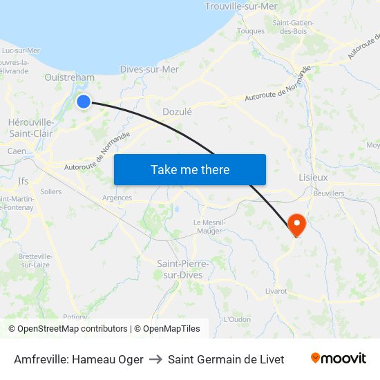 Amfreville: Hameau Oger to Saint Germain de Livet map