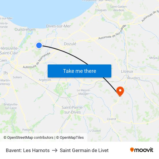 Bavent: Les Harnots to Saint Germain de Livet map