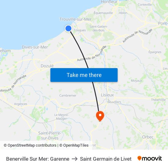 Benerville Sur Mer: Garenne to Saint Germain de Livet map