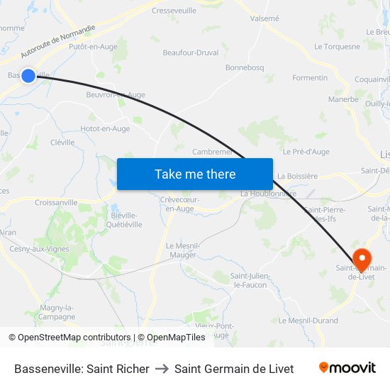 Basseneville: Saint Richer to Saint Germain de Livet map