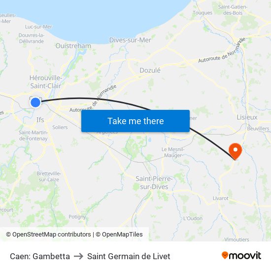 Caen: Gambetta to Saint Germain de Livet map