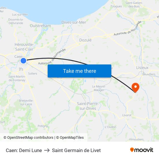Caen: Demi Lune to Saint Germain de Livet map