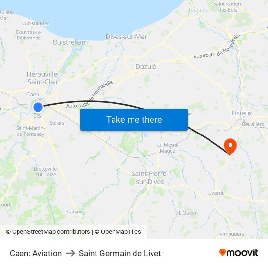 Caen: Aviation to Saint Germain de Livet map