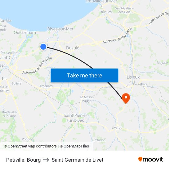 Petiville: Bourg to Saint Germain de Livet map
