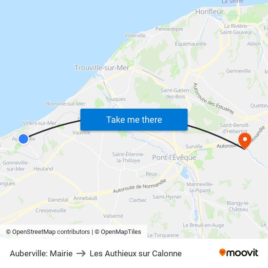 Auberville: Mairie to Les Authieux sur Calonne map
