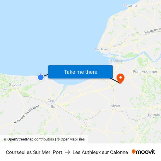 Courseulles Sur Mer: Port to Les Authieux sur Calonne map