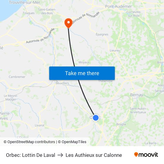 Orbec: Lottin De Laval to Les Authieux sur Calonne map