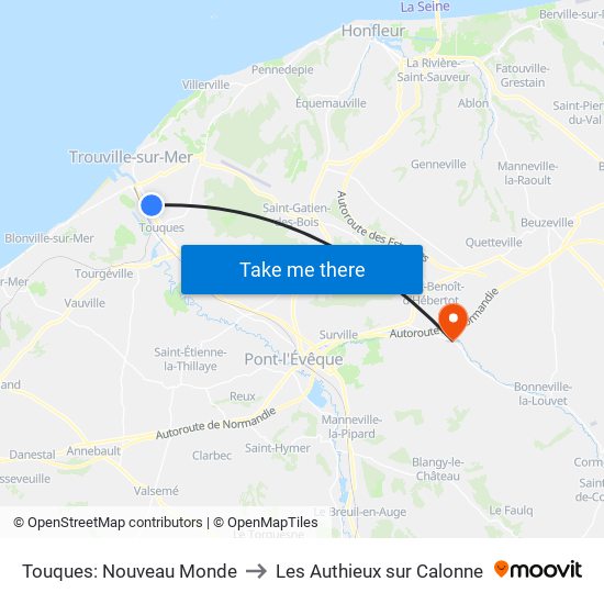 Touques: Nouveau Monde to Les Authieux sur Calonne map