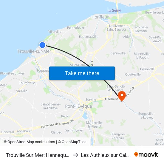 Trouville Sur Mer: Hennequeville to Les Authieux sur Calonne map