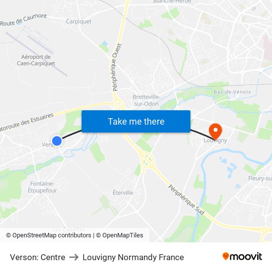 Verson: Centre to Louvigny Normandy France map