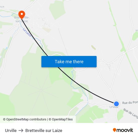 Urville to Bretteville sur Laize map