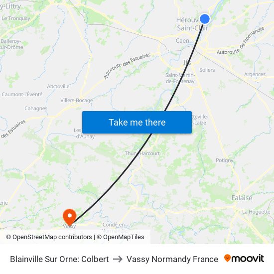 Blainville Sur Orne: Colbert to Vassy Normandy France map
