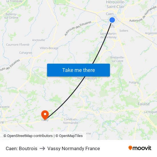 Caen: Boutrois to Vassy Normandy France map