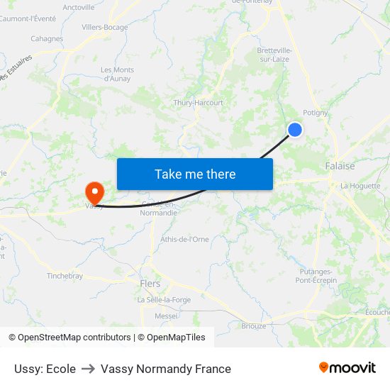 Ussy: Ecole to Vassy Normandy France map