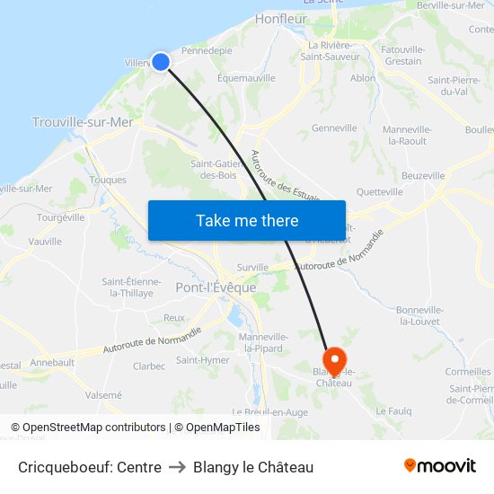 Cricqueboeuf: Centre to Blangy le Château map