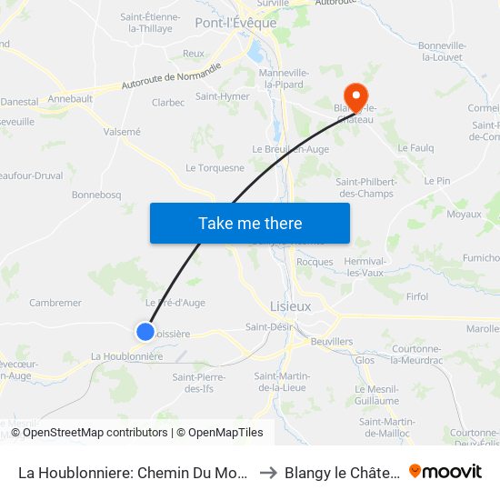 La Houblonniere: Chemin Du Moulin to Blangy le Château map