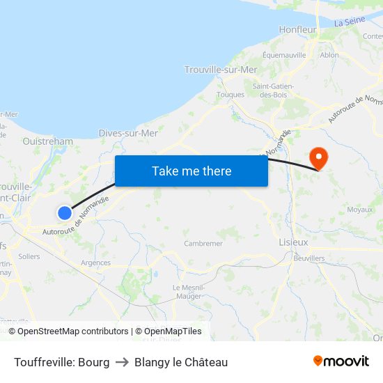 Touffreville: Bourg to Blangy le Château map