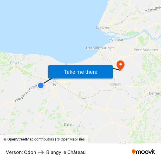 Verson: Odon to Blangy le Château map