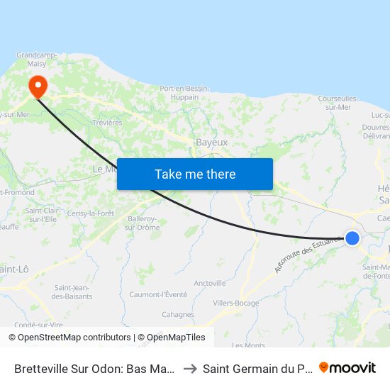 Bretteville Sur Odon: Bas Manoir to Saint Germain du Pert map