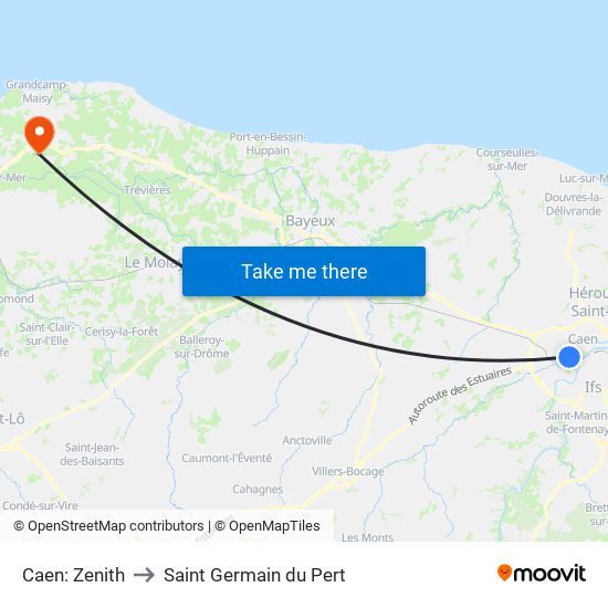 Caen: Zenith to Saint Germain du Pert map