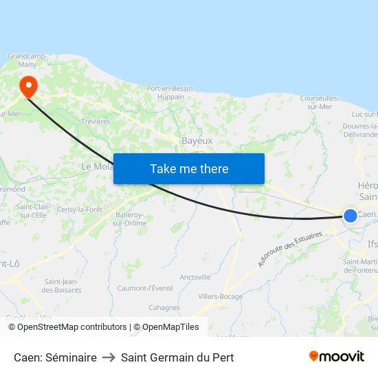 Caen: Séminaire to Saint Germain du Pert map