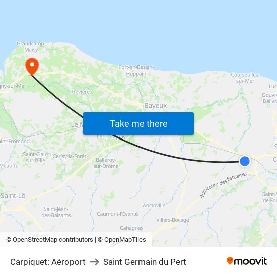 Carpiquet: Aéroport to Saint Germain du Pert map