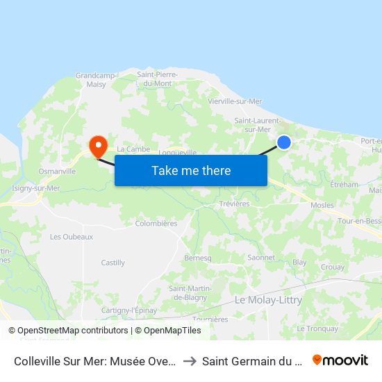 Colleville Sur Mer: Musée Overlord to Saint Germain du Pert map