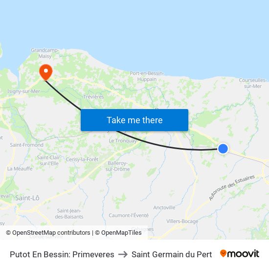 Putot En Bessin: Primeveres to Saint Germain du Pert map