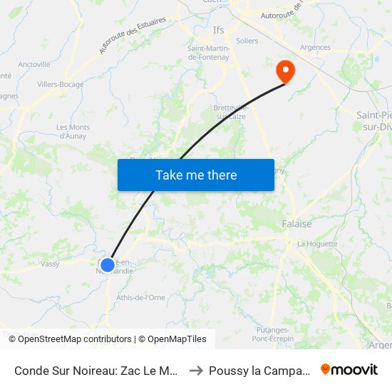 Conde Sur Noireau: Zac Le Mesnil to Poussy la Campagne map