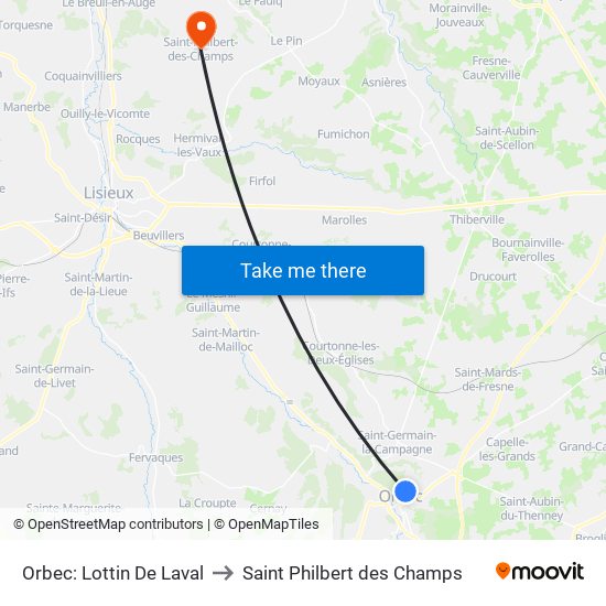 Orbec: Lottin De Laval to Saint Philbert des Champs map