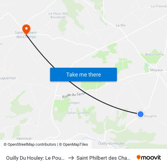 Ouilly Du Houley: Le Pouplin to Saint Philbert des Champs map