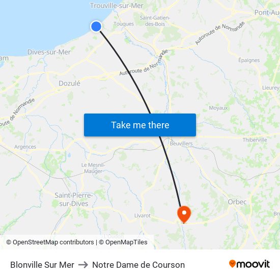 Blonville Sur Mer to Notre Dame de Courson map
