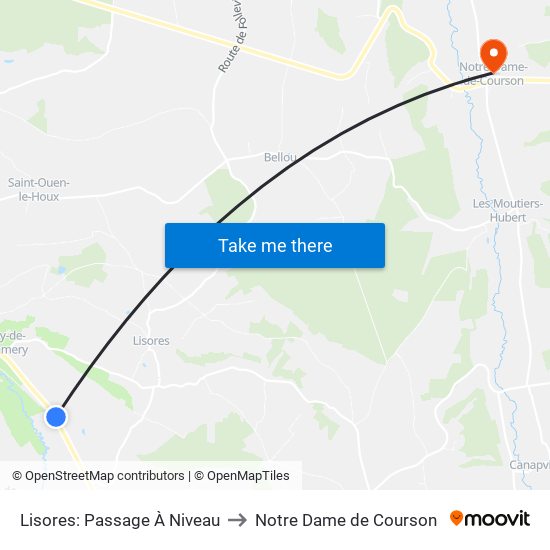 Lisores: Passage À Niveau to Notre Dame de Courson map