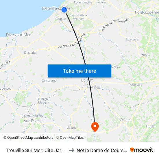 Trouville Sur Mer: Cite Jardin to Notre Dame de Courson map