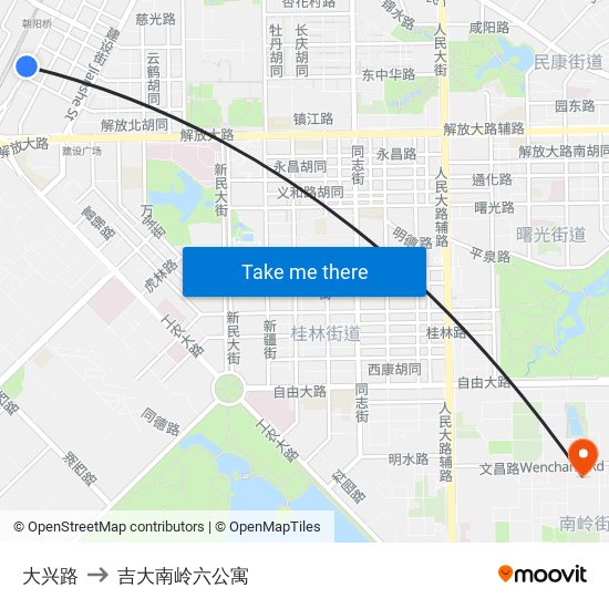 大兴路 to 吉大南岭六公寓 map