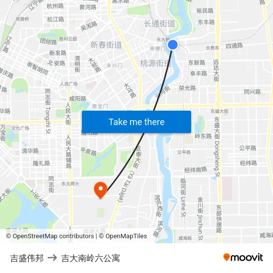 吉盛伟邦 to 吉大南岭六公寓 map