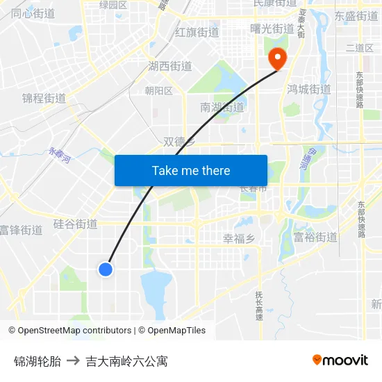 锦湖轮胎 to 吉大南岭六公寓 map