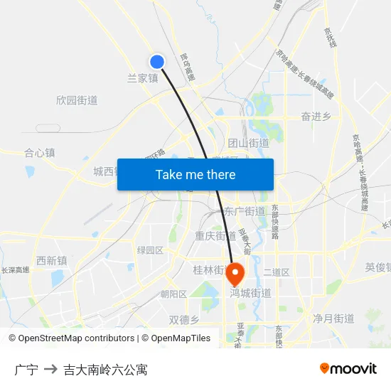 广宁 to 吉大南岭六公寓 map