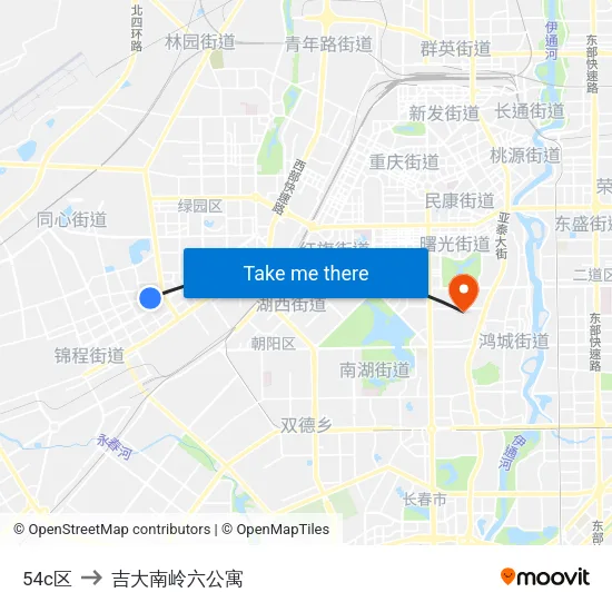 54c区 to 吉大南岭六公寓 map