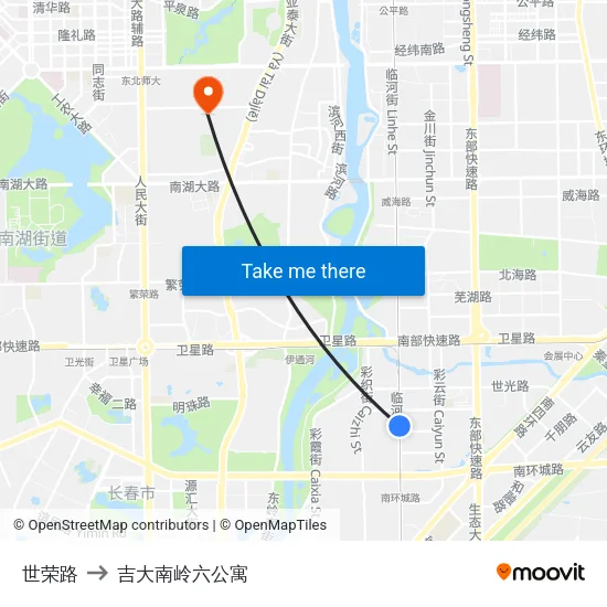 世荣路 to 吉大南岭六公寓 map