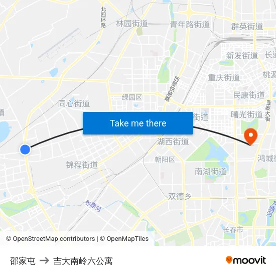 邵家屯 to 吉大南岭六公寓 map