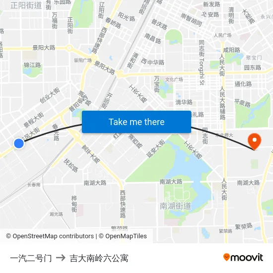 一汽二号门 to 吉大南岭六公寓 map