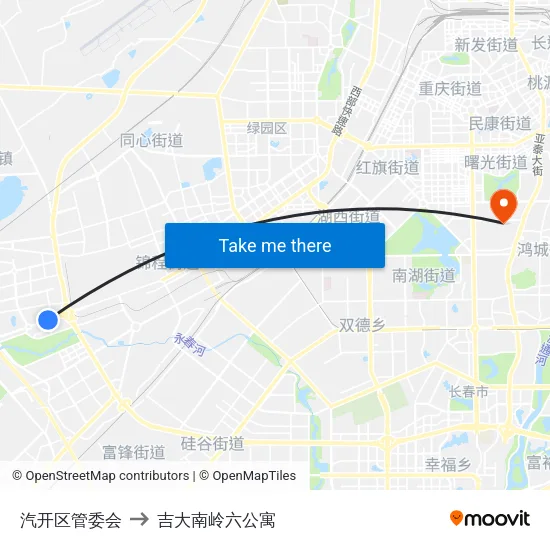 汽开区管委会 to 吉大南岭六公寓 map