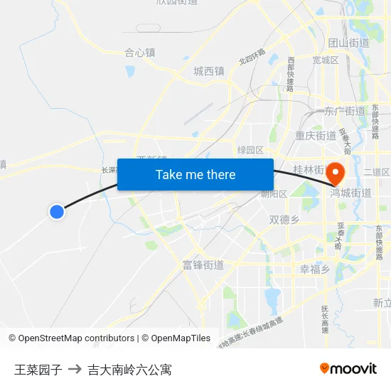 王菜园子 to 吉大南岭六公寓 map